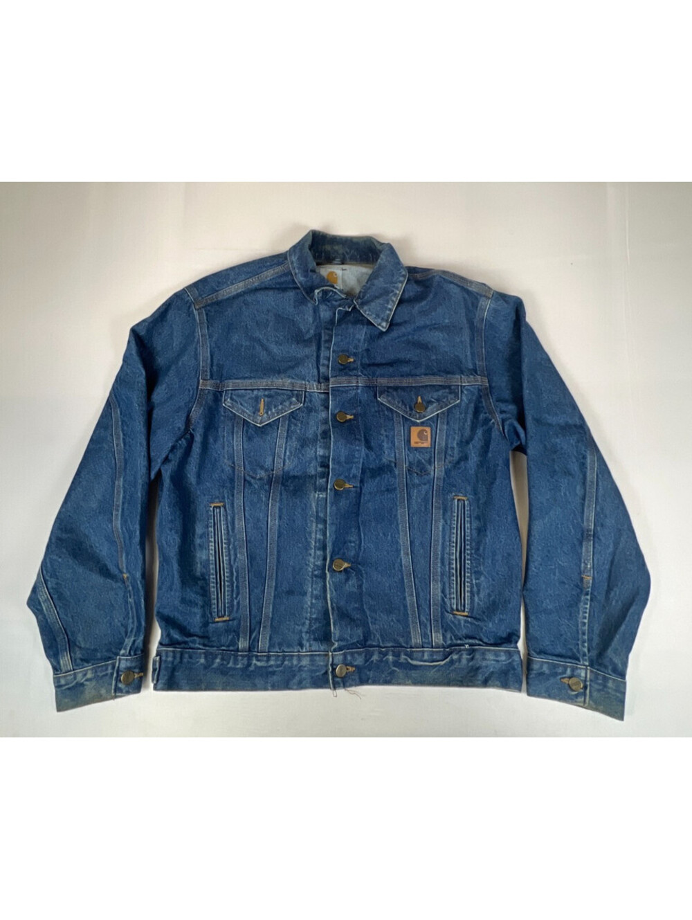 Vintage Carhartt Denim Jacket Mens Medium J12 DST Trucker Dark Stone Wash USA
